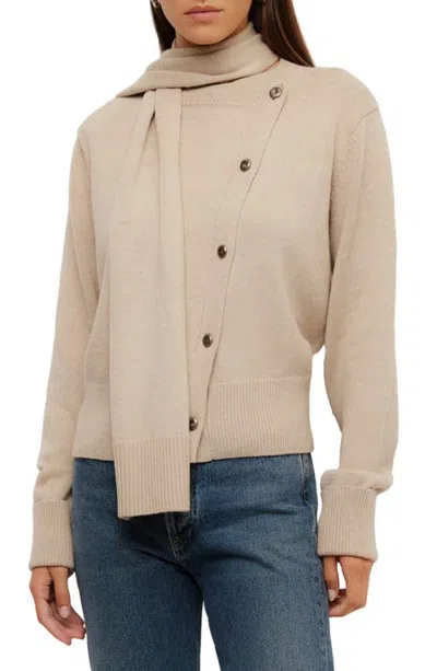 Fifteen Twenty Juni Asymmetrical Scarf Cardigan In Brown