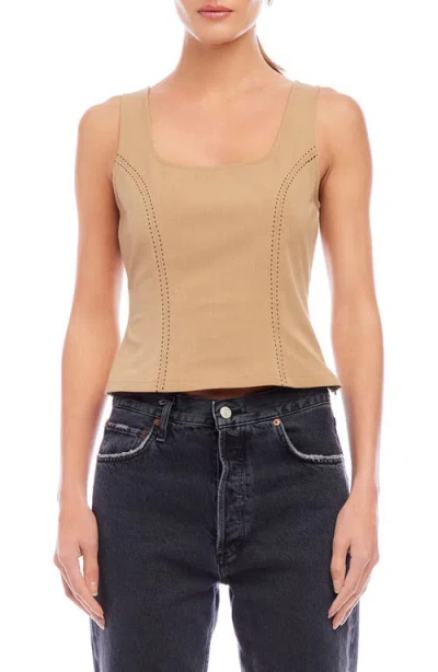 Fifteen Twenty Kali Saddle Stitch Vest In Camel In Brown