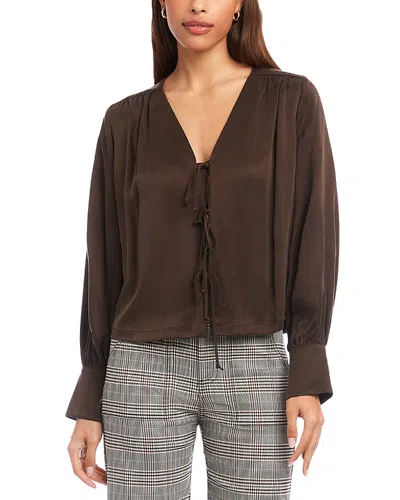Fifteen Twenty Kayla Tie Front Blouse In Brown