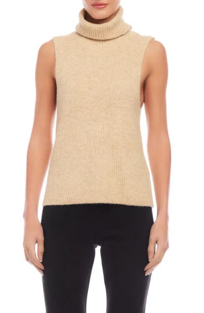 Fifteen Twenty Kelli Rib Sleeveless Turtleneck Sweater In Oatmeal