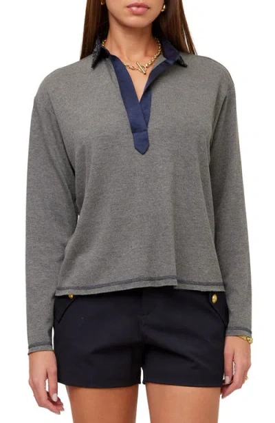 Fifteen Twenty Kendall Sequinned Collar Top In Gray