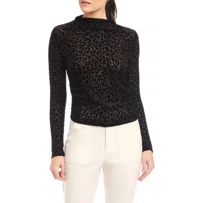 Fifteen Twenty Khami Mock Neck Burnout Top In Black