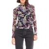 Fifteen Twenty Khami Print Shirred Mesh Top In Paisley