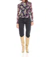 Fifteen Twenty Khami Print Shirred Mesh Top In Multi