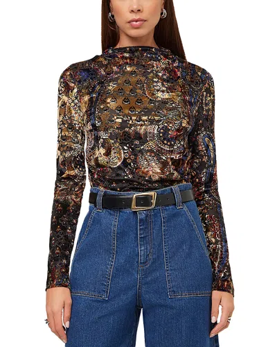 Fifteen Twenty Khami Velvet Burnout Mock Neck Top In Brown