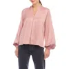 Fifteen Twenty Kiera Blouson Sleeve Top In Mauve In Mauve