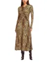 Fifteen Twenty Kourtney Leopard Print Long Sleeve Dress In Multi