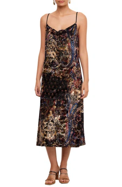 Fifteen Twenty Krissa Drape Front Midi Dress In Black