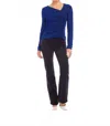 Fifteen Twenty Krissy Asymmetric Neck Long Sleeve Top In Blue