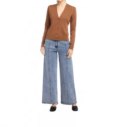 Fifteen Twenty Lacey V Neck Cardigan In Mocha In Black