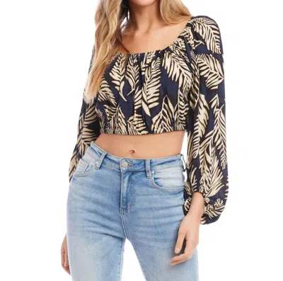 Fifteen Twenty Lantern Sleeve Crop Top In Print In Multi
