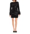 Fifteen Twenty Laurel Sequin Bell Sleeve Velvet Minidress In Black