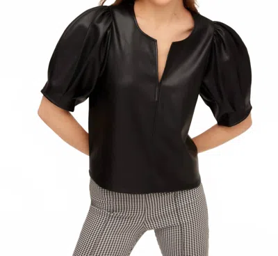 Fifteen Twenty Leather Poof Blouse In Black