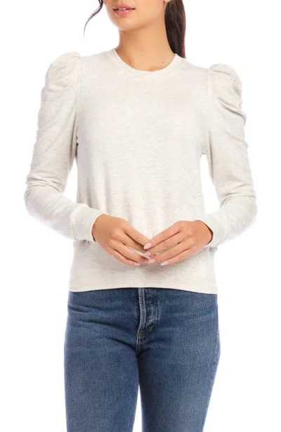 Fifteen Twenty Leila Puff Shoulder Top In Heather Grey