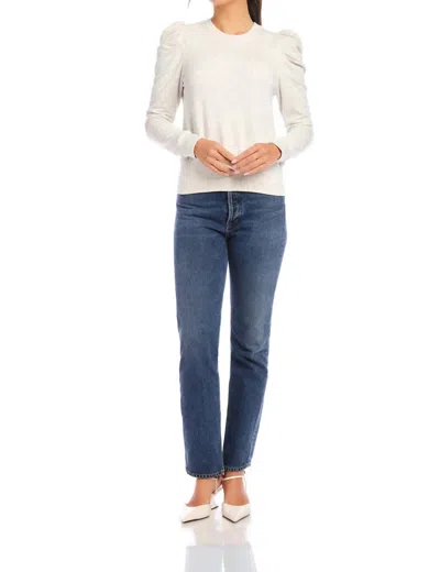 Fifteen Twenty Leila Puff Sleeve Top In Heather In White
