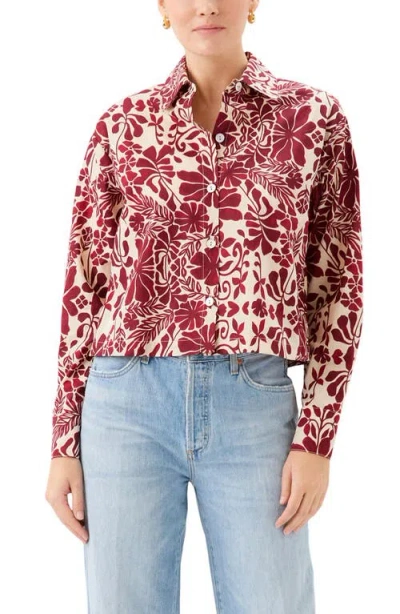 Fifteen Twenty Lena Floral Cotton Button-up Shirt In Red