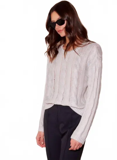 Fifteen Twenty Levie Cable Sweater In Metallic Silver In White