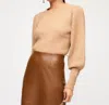 Fifteen Twenty Lia Shirred Sleeve Sweater In Almond