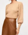 Fifteen Twenty Lia Shirred Sleeve Sweater In Almond In Brown