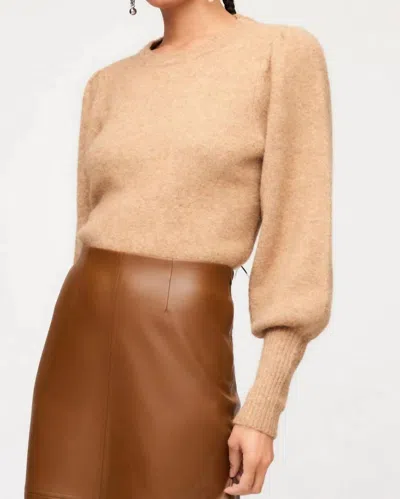 Fifteen Twenty Lia Shirred Sleeve Sweater In Almond In Pink