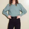 Fifteen Twenty Lia Shirred Sleeve Sweater In Mist In Gray