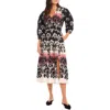 Fifteen Twenty Lizbeth Shirred Waist Midi Dress In Black In Print
