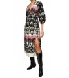 Fifteen Twenty Lizbeth Shirred Waist Midi Dress In Black In Black