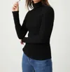 Fifteen Twenty Long Sleeve Ribbed Turtleneck Sweater In Black In Black