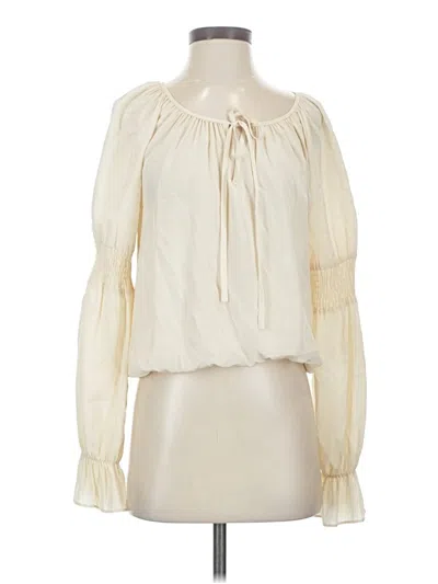 Pre-owned Fifteen Twenty Long Sleeve Silk Top Ivory Off The Shoulder Neckline Tops