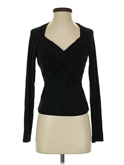 Pre-owned Fifteen Twenty Long Sleeve Top Black Plunge Neckline Tops
