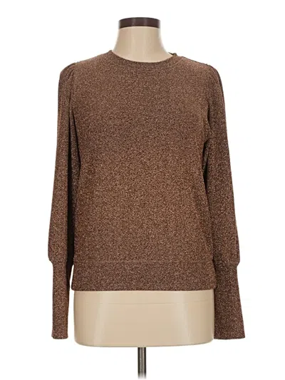 Pre-owned Fifteen Twenty Long Sleeve Top Brown Crew Neck Tops