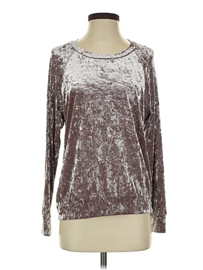 Pre-owned Fifteen Twenty Long Sleeve Top Silver Metallic Pattern Crew Neck Tops