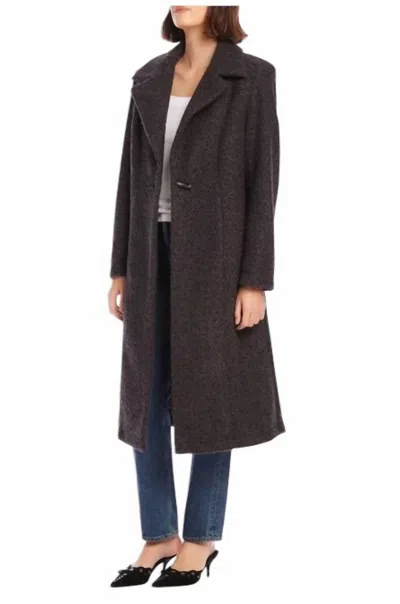 Fifteen Twenty Long Teddy Coat In Charcoal In Pink