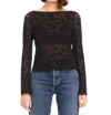 Fifteen Twenty Loren Scoop Back Stretch Lace Top In Black