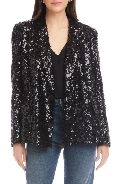 Fifteen Twenty Loretta Sequined Blazer In Black