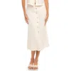 Fifteen Twenty Lori Button Front Linen Midi Skirt In Ecru