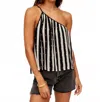 Fifteen Twenty Louetta One Shoulder Tank In Black & White