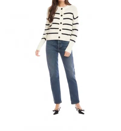 Fifteen Twenty Luca Cardigan Sweater In Stripe In White