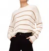 Fifteen Twenty Luca Crewneck Sweater In Ivory Stripe In Multi