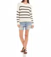 Fifteen Twenty Luca Crewneck Sweater In Black Stripe In Multi