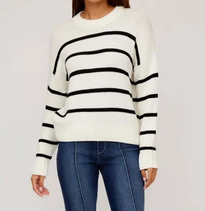 FIFTEEN TWENTY LUCA CREWNECK SWEATER IN OFF WHITE/BLACK