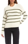 Fifteen Twenty Luca Stripe Crewneck Sweater In Neutral