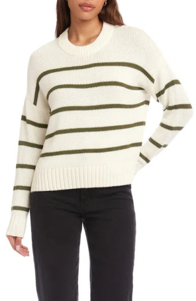 Fifteen Twenty Luca Stripe Crewneck Sweater In Neutral