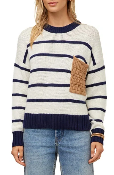 Fifteen Twenty Lucia Patch Pocket Crewneck Sweater In White