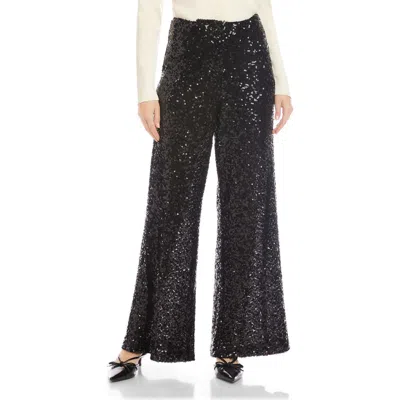 Fifteen Twenty Lynette Wide Leg Sequin Pants In Black