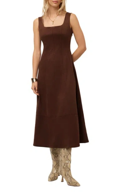 Fifteen Twenty Madalyn Faux Suede Midi Dress In Wood
