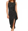 Fifteen Twenty Maddie Side Knot Midi Dress In Black In Multi