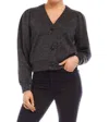 Fifteen Twenty Madeline Metallic Crop Cardigan In Black