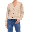 Fifteen Twenty Madeline Pleated Sleeve Cardigan In Brown