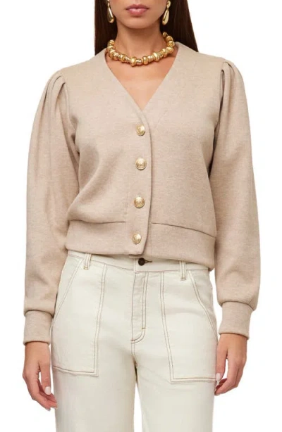 Fifteen Twenty Madeline Pleated Shoulder Cardigan In Neutral